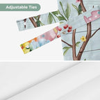 Easter Bunny Tie Up Valance Curtains for Windows, Kitchen Curtains Window Shades, Easter Eggs Spring Farmhouse Wood Grain Teal Blue Light Filtering Curtain Valances for Bedroom/Bathroom/Cafe 42"x18"