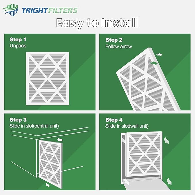 24x24x1 Air Filter 6 Pack, Durable MERV 8 Pleated Home HVAC AC Furnace Filters, Lightweight Compact Air Conditioner Filter Replacement