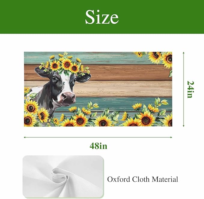 Fluorescent Light Covers Farm Cow Sunflower Magnetic Light Filters Vintage Blue Green Wood Grain Ceiling Light Covers for Classroom Office Home Drop Ceiling Lamp Decor 1 Piece