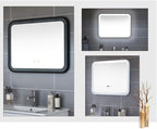 Bathroom Mirror with LED Light and Demister Pad Wall Mounted Mirror Makeup Shaving Mirror Smart Touch Switch (Black 700 * 900mm)