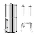 SINCHO 2.25G Gravity Water Filter with Level Window – 3-Stage Stainless Steel System, 2 Washable Ceramic Filters, No Electricity Needed