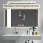Bathroom Mirror with LED Lights，LED Bathroom Mirror，Smart Lighted Bathroom Mirror for Wall，Energy-Saving LED Smart Mirrors，with Demister Pad，Three-Color Light(H50*W70cm/H19.7*W27.6IN)