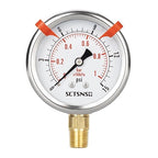 0 to 15 Psi Pressure Gauge, Glycerin Liquid Filled, 2.5 inch Dial, 1/4" NPT Lower Mount, Stainless Steel Case, for ATV Tire, HVAC Pipe, Well Tank, Fuel, Coolant, Nitrogen, Low Pressure Test
