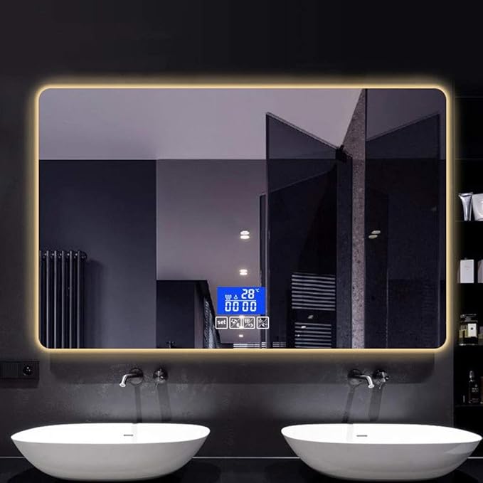 600 x 800mm LED Wall Mounted Bathroom Mirror with Lights Bathroom Mirror Touch Switch Demister Pad (Color : Horizontal Size : 600 * 800mm) (500 * 700mm)