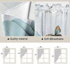 Blue Tulips Swag Valances for Windows, Watercolor Flowers Butterfly Spring Farmhouse Blue Rod Pocket Kitchen Curtains Valance, Small Window Curtains Swag for Cafe Living Room, 2 Panels, 28x36 inch