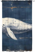 Sheer Curtains 96 Inches Long, Ocean Vintage Whale Semi Sheer Curtains Light Filtering Window Treatment, Summer Retro Wood Grain Privacy Voile Drapes for Living Room Bedroom 52x96 Inch