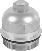 Fuel Filter Housing Cap 134001 Replacement for Chevy Cruze Silverado 2500HD 3500HD Replacement for GMC Sierra 2500HD 3500HD Duramax 6.6L L5P 2017-2024 Billet Aluminum Silver