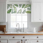 Summer Palm Leaf Sheer Valance Curtains, Green Tropical Plants Nature Leaves Wood Grain Light Filtering Kitchen Valances Rod Pocket Voile Curtain Treatment for Bedroom/Living Room/Basement 54Wx18L