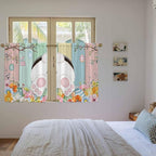 Easter Kitchen Curtains 54 Inch Long 2 Panel Set, Rod Pocket Window Curtains Panels, Spring Colorful Bunny Eggs Flower Wood Grain Light Filtering Privacy Draperies for Bedroom Laundry 42"W x 54"L