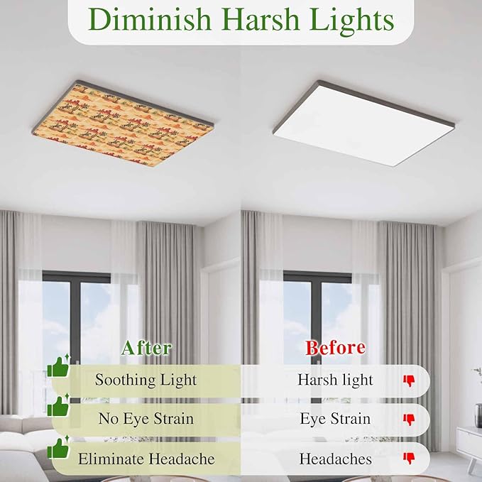 Tropical Plant Cactus Fluorescent Light Covers 1 Pack Western Cowboy Horse Sunset Desert Ethnic Magnetic Fluorescent Ceiling Lights Filters for Office Classroom Home Drop Ceiling 4x2 Feet