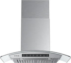 36" Wall Mount Range Hood Tempered Glass 900 CFM, Kitchen Chimney Vent Stainless Steel, with Gesture Sensing and Touch Control Switch Panel, 3-Speed Exhaust Fan Permanent Filter