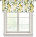 Spring Summer Lemon Sheer Valance Curtains, Leaf Flower White Wood Grain Light Filtering Kitchen Valances Rod Pocket Voile Curtain Window Treatment for Bedroom/Living Room/Basement 42Wx18L