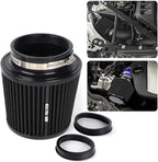 3" 3.5" 4" Inlet Car Replacement Cold Air Intake Filter 76mm 89mm 102mm 3 Sizes in 1 High Flow Performance Cone Air Filter (Black)