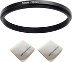 55mm Lens to 52mm Camera Lens Adapter 55mm to 52mm Step Down Ring Adapter Ring for All Brands of UV ND CPL, with Premium Lens Wiping Cloth 2 Pack (55mm-52mm)