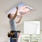 Fluorescent Light Covers for Drop Ceiling Watercolor Running Horse Cactus Magnetic Light Filters, Desert Hill Ombre Sky Ceiling Shade Filters for Home Classroom Office,2x4 ft,1Pack