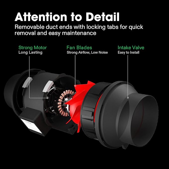VIVOSUN R6 6 Inch 390 CFM Inline Duct Fan with Variable Speed Controller HVAC Blower for Ventilation