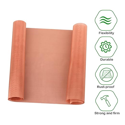 Copper Mesh Screen - 19.7" x 118", 40 Mesh, Dense Filter 99.9% Pure Copper Fabric DIY Kit Window Protection