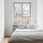 Happy Easter Half Window Curtains 24 Inches Long, Spring Watercolor Bunny Eggs Flower Grey Plaid Window Treatment Curtain Drapes, Short Curtains Tiers for Kitchen Over Sink, 27.5"x24", 2 Panels