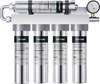 Vortopt Under Sink Water Filtration System-NSF&CEC Certified,Stainless Steel Water Filter, Real-time Pressure Gauge,0.01μm Kitchen Undersink Water Filtration,Retain Beneficial Minerals,U1(5 Filters)