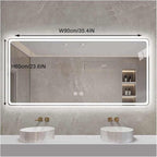 Smart Illuminated LED Bathroom Mirror，Bathroom Mirror with LED Lights，Energy-Saving LED Smart Mirrors，LED Mirror for Bathroom，with Demister Pad and Smart Touch Switch(H60*W90cm/H23.6*W35.4IN)