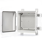 QILIPSU Waterproof Junction Box IP67 Outdoor Plastic Electrical Project Enclosure Weatherproof with Mounting Plate, Wall Brackets, Hinged Grey Cover 5.9"x5.9"x3.5"