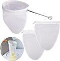 WMKGG Ultra Fine Reusable Filter Bags with Stainless Steel Handle for Nut Milk, Coffee, Milk, Butter, Juices and Fresh Cheese