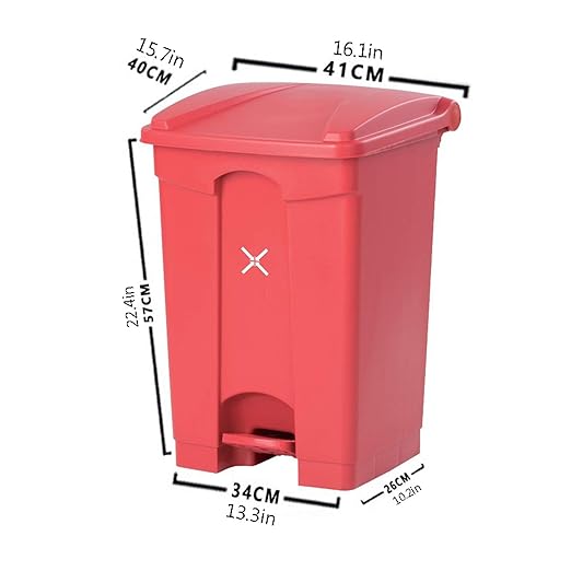 GLigeT Outdoor Trash can Outdoor Sorting Trash can Large Pedal Type Waste bin with lid 11.8 Gallon Plastic Commercial Outdoor Garbage can, 4 Colors Trash Can (Size : Red)