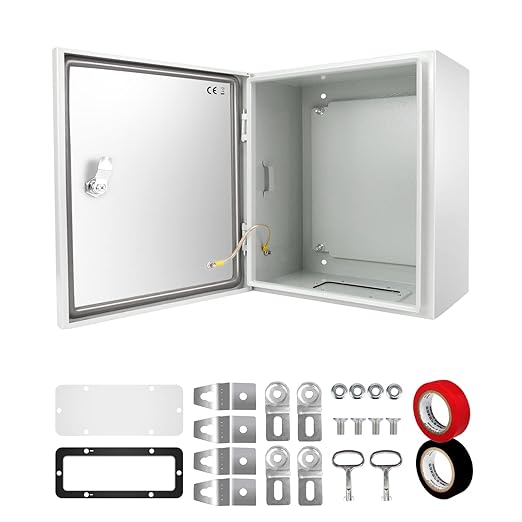 Outdoor Electrical Box, Steel Junction Box 16X16X8'', NEMA 4X Electrical Enclosure Box IP66 Waterproof & Dustproof, Universal Electrical Project Box with Lock & Mounting Plate