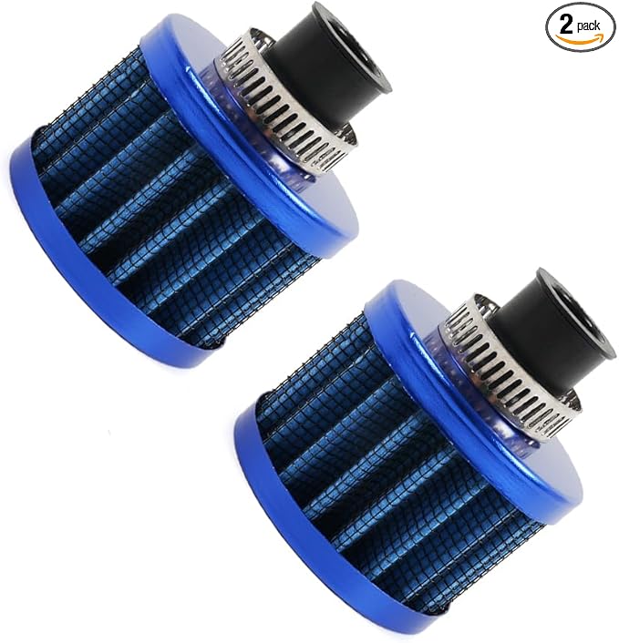 MUGE RACING 2Pcs Air Filter Cold Air Intake Filter Breather 12mm Valve Cover Breather Filter For Car and Motorcycle(Blue)