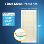 Filtrete 14x30x1 AC Furnace Air Filter, MERV 8, MPR 700, Tough on Pollen, Easy on Airflow, 3-Month Pleated 1-Inch Electrostatic Air Cleaning Filter, 4-Pack (Actual Size 13.813 x 13.813 x 0.8125 in )