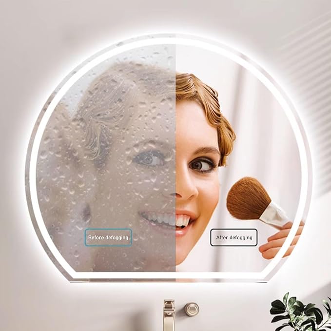 Bathroom Mirror with LED Lights, Wall Mounted Bathroom Mirrors, Bathroom Mirrors with Touch, 3 Colour Dimmable and Demister Pad, IP44 Smart Mirror(31.4"/80cm)