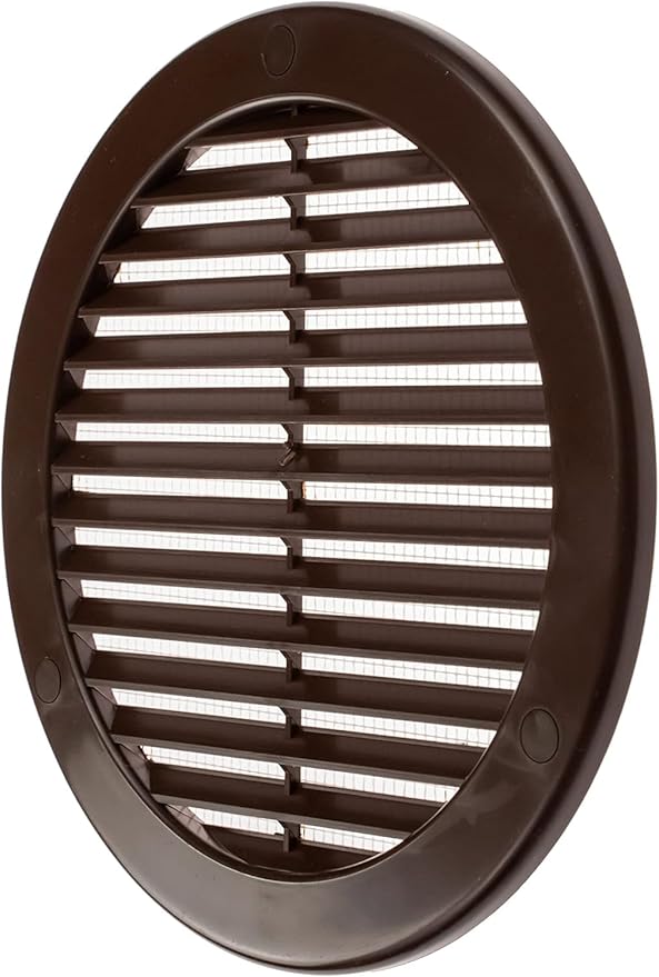 Vent Systems 6" Inch (Opening Dimensions) - Pack of 100 - Brown Soffit Vent Cover - Plastic Round Air Vent Grille - Built-in Mesh Screen - HVAC Register Louver for Bathroom, Home, Kitchen