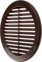 Vent Systems 6" Inch (Opening Dimensions) - Pack of 100 - Brown Soffit Vent Cover - Plastic Round Air Vent Grille - Built-in Mesh Screen - HVAC Register Louver for Bathroom, Home, Kitchen