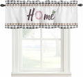 Spring Flowers Curtain Valances for Windows, Kitchen Valance Window Treatment, Watercolor Floral Leaf Black Plaid Light Filtering Block Curtains for Bathroom/Bedroom/Living Room 42'' x 12''