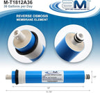 APPLIED MEMBRANES INC. 36 GPD Reverse Osmosis Membrane | RO Membrane Water Filter Replacement for Reverse Osmosis Water Filtration System | 1.8” x 12” Universal Compatibility | Made in USA M-T1812A36