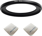 72mm Lens to 55mm Camera Lens Adapter 72mm to 55mm Step Down Ring Adapter Ring for All Brands of UV ND CPL, with Premium Lens Wiping Cloth 2 Pack (72mm-55mm)
