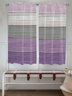 Country Wood Board Gray Purple Window Valance Curtains, Farmhouse Gradient Plank Light Filtering Kitchen Valance with 3-inch Rod Pocket for Living Room Bathroom Bedroom,2 Panel,52x72In