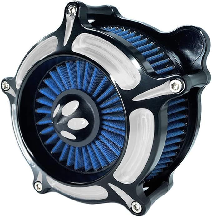Air Filter Intake Motorcycle Turbine Cleaner Kit Cnc Cut Chrome for Harley Touring Street Glide 2008 - 2016 Softail 2016 - 2017 Fitment - C (Blue)