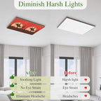 Fluorescent Light Covers for Drop Ceiling Western Cowboys Horse Riding on Red Magnetic Light Filters, Abstract Cactus Desert Ceiling Shade Filters for Home Classroom Office,2x4 ft,4Packs
