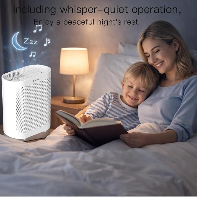 Azeus FS32 True HEPA Air Purifier for Large Rooms, White, High CADR 400m³/h, Smoke Dust Pet Dander Removal, Auto Mode with Air Quality Sensor