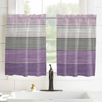 Country Wood Board Gray Purple Window Valance Curtains, Farmhouse Gradient Plank Light Filtering Kitchen Valance with 3-inch Rod Pocket for Living Room Bathroom Bedroom,2 Panel,42x45In