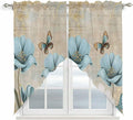 Spring Flowers Swag Valances for Windows, Vintage Rustic Tulips Floral Butterfly Khaki Rod Pocket Kitchen Curtains Valance, Small Window Curtains Swag for Cafe Living Room, 2 Panels, 36x36 inch