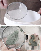 1 Piece Stainless Steel Filter Mesh Ceramic Glaze Filter Mesh Stainless Steel Sieve Strainer Pottery Filter with Handle Glaze Mud Strainer Sifter for Clay Pottery Art, Round