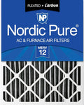 Nordic Pure 20x25x4 (Actual Size: 19 1/2 x 24 1/2 x 3 5/8) Pleated Air Filter MERV 12 Plus Carbon 1 Pack