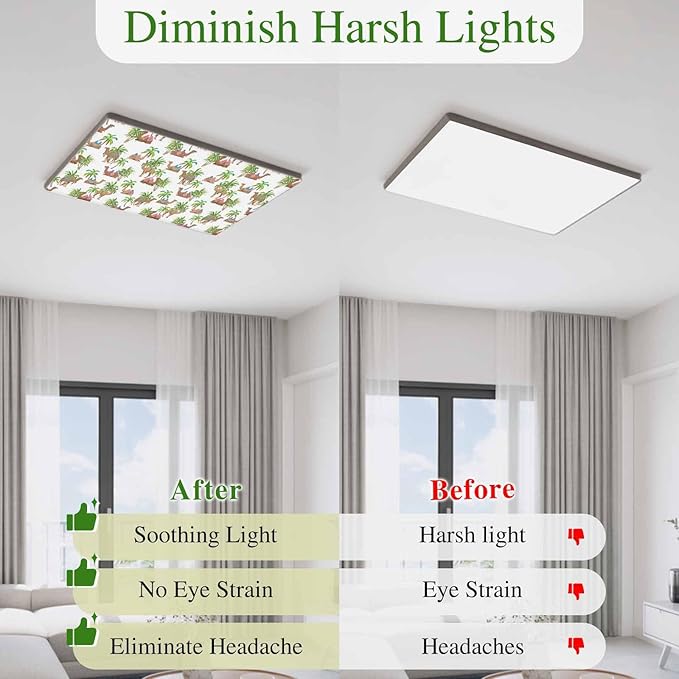 Fluorescent Light Covers for Ceiling Lights Deserts Camels Magnetic Light Filters 3 Pack 4x2 ft Southwest Date Trees Ceiling Lights Cover for Classroom Office School Home Drop Lamp Decor