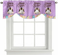 Purple Easter Tie Up Valance Curtains for Windows, Kitchen Curtains Window Shades, Spring Cartoon Bunny Colorful Eggs Wood Grain Light Filtering Curtain Valances for Bedroom/Bathroom/Cafe 42"x12"