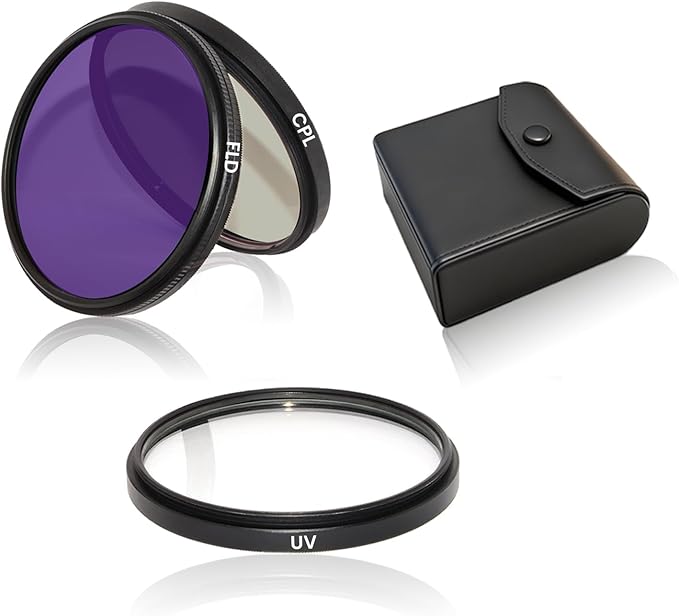 55mm 3Pack Camera Lens Filter Kit (UV-CPL-FLD), Ultra Slim Aluminum Alloy Frame UV Protection + CPL Polarizing + FLD Fluorescent Filter Optical Glass with Portable Storage Case
