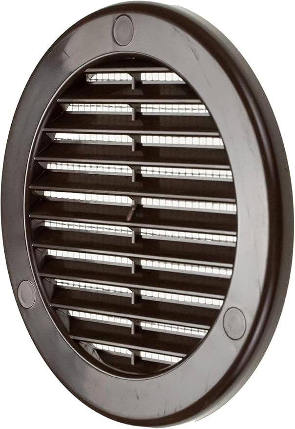 Vent Systems 4" Inch (Opening Dimensions) - Pack of 100 - Brown Soffit Vent Cover - Plastic Round Air Vent Grille - Built-in Mesh Screen - HVAC Register Louver for Bathroom, Home, Kitchen