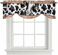 Cow Printed Tie Up Valance Curtains for Windows, Kitchen Curtains Window Shades, Farmhouse Watercolor Country Wooden Grain Light Filtering Roman Curtain Valances for Bedroom/Bathroom/Cafe 60"x18"