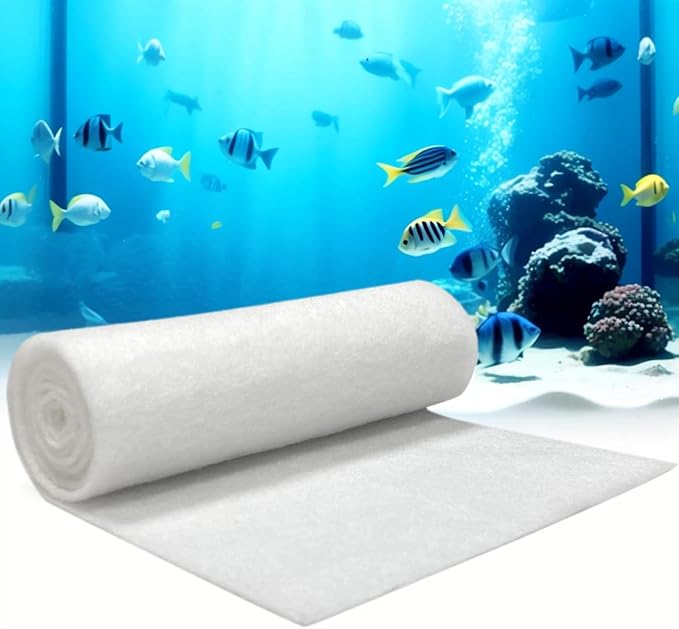 Aquarium Filter Floss 12"x72"x0.13" Filter Floss for Fish Tank -Micro Fine Multi-Layer Polishing Aquarium Filter Pad-Filter Media Roll for Crystal Clear Water Cut to Size